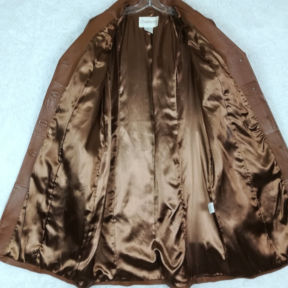 Chadwicks Chestnut Brown Leather Button-Front Coat - Picture 7 of 12